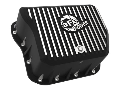 Pro Series Transmission Pan Black w/ Machined Fins Dodge Diesel Trucks 94-07 L6-5.9L (td) aFe Power-2