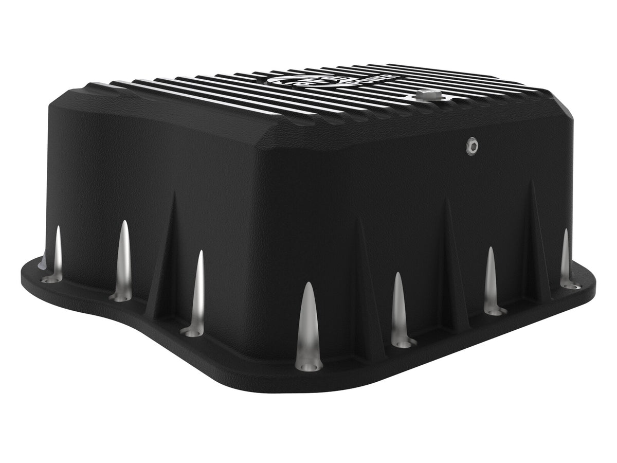 Pro Series Transmission Pan Black w/ Machined Fins Dodge Diesel Trucks 94-07 L6-5.9L (td) aFe Power-4