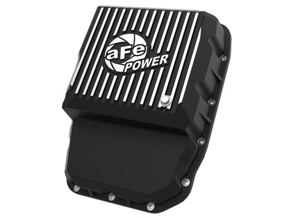 Pro Series Transmission Pan Black w/ Machined Fins Dodge Diesel Trucks 07.5-12 L6-6.7L (td) aFe Power