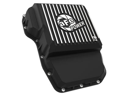 Pro Series Transmission Pan Black w/ Machined Fins Dodge Diesel Trucks 07.5-12 L6-6.7L (td) aFe Power-1