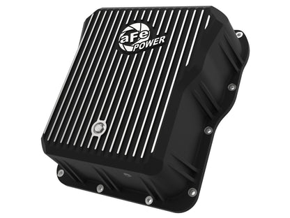 Pro Series Transmission Pan Black w/ Machined Fins GM Diesel Trucks 01-19 V8-6.6L (td) LB7/Lly/Lbz/Lmm/Lml/L5P aFe Power