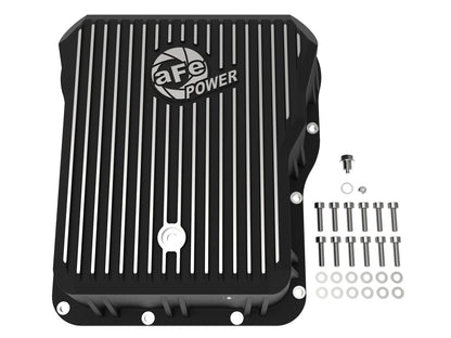 Pro Series Transmission Pan Black w/ Machined Fins GM Diesel Trucks 01-19 V8-6.6L (td) LB7/Lly/Lbz/Lmm/Lml/L5P aFe Power-1