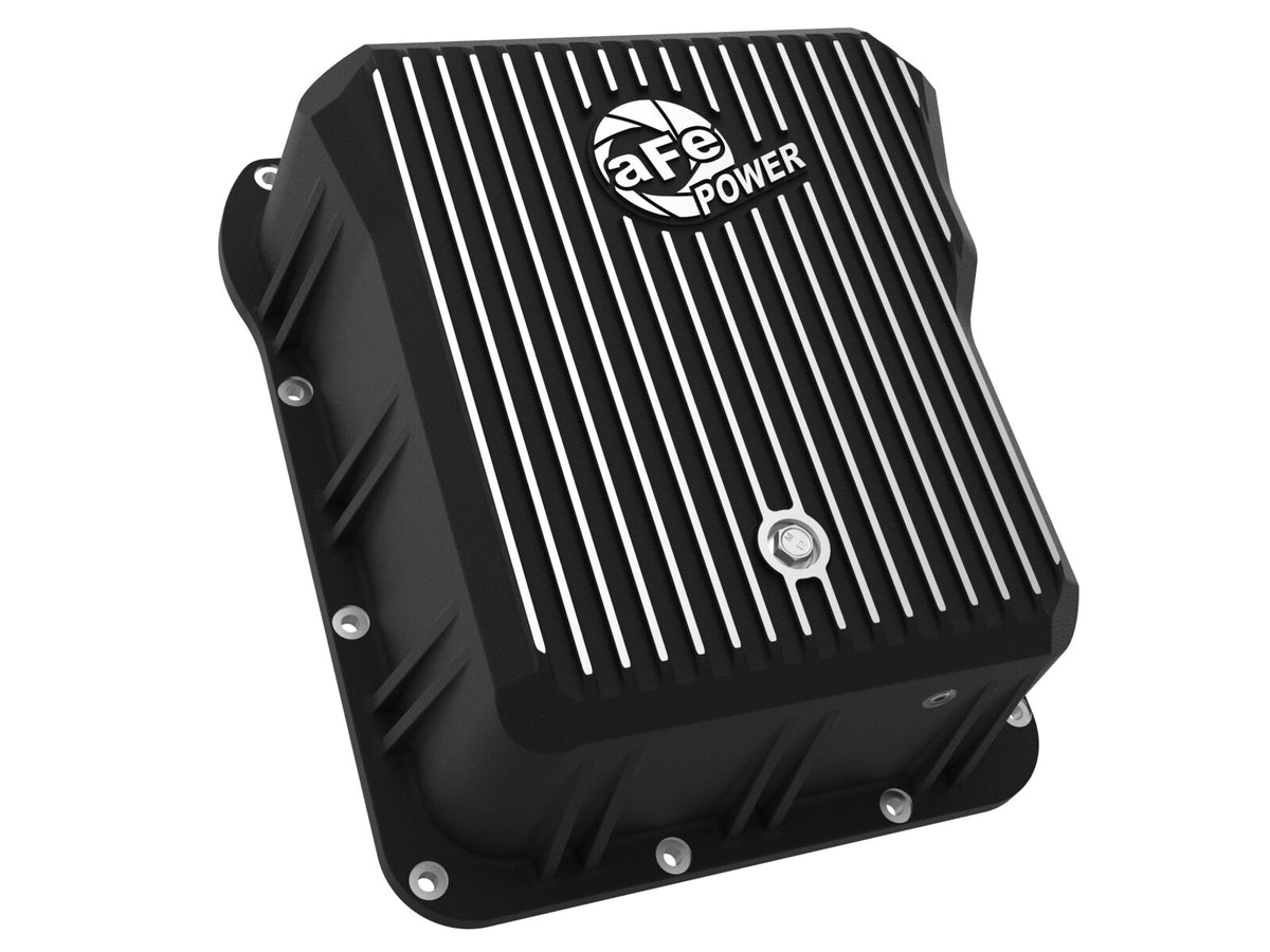 Pro Series Transmission Pan Black w/ Machined Fins GM Diesel Trucks 01-19 V8-6.6L (td) LB7/Lly/Lbz/Lmm/Lml/L5P aFe Power-2