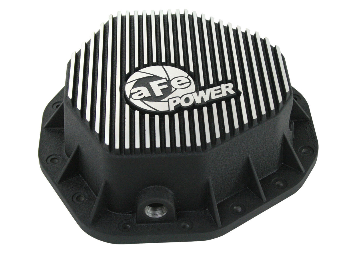 Pro Series Rear Differential Cover Kit Black w/ Machined Fins & Gear Oil Dodge Diesel Trucks 03-05 L6-5.9L (td) aFe Power-1