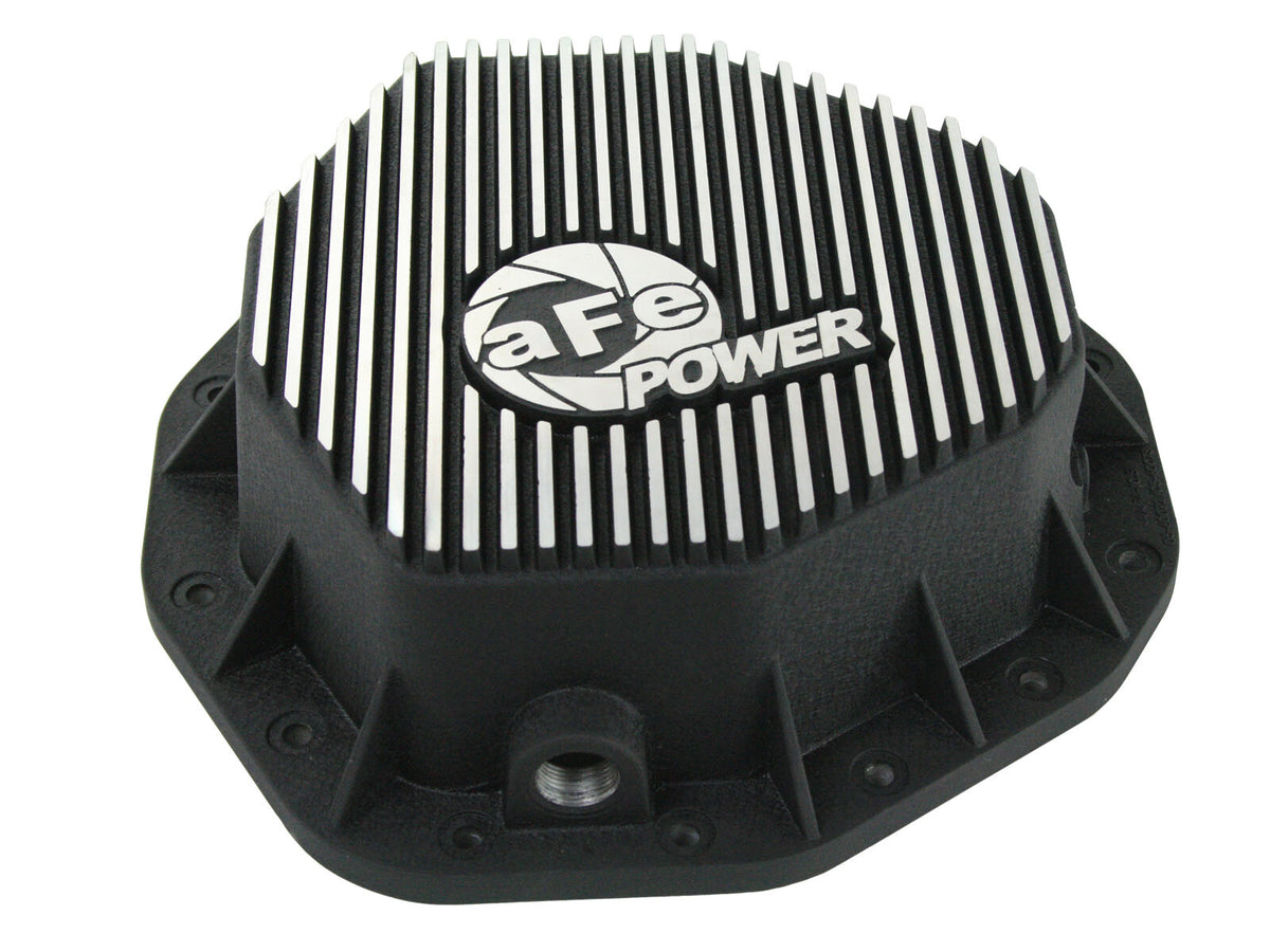 Pro Series Rear Differential Cover Black w/ Machined Fins Dodge Diesel Trucks 03-05 L6-5.9L (td) aFe Power-3