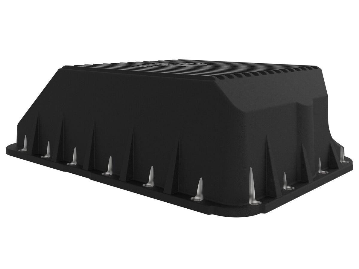Pro Series Transmission Pan Black w/ Machined Fins Ford Diesel Trucks 94-10 V8-7.3L/6.0L/6.4L (td) aFe Power-2