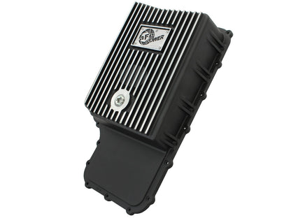 Pro Series Transmission Pan Black w/ Machined Fins Ford Super Duty Trucks 11-21 (6R140 Transmission) aFe Power