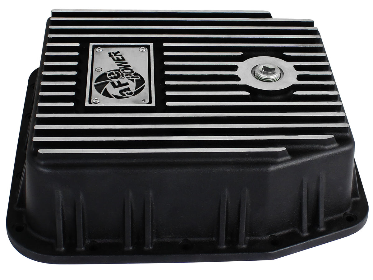 Pro Series Transmission Pan Black w/ Machined Fins Ford Trucks 93-08 aFe Power-2