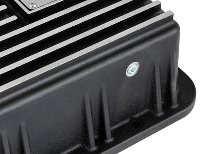 Pro Series Transmission Pan Black w/ Machined Fins Ford Trucks 93-08 aFe Power-4