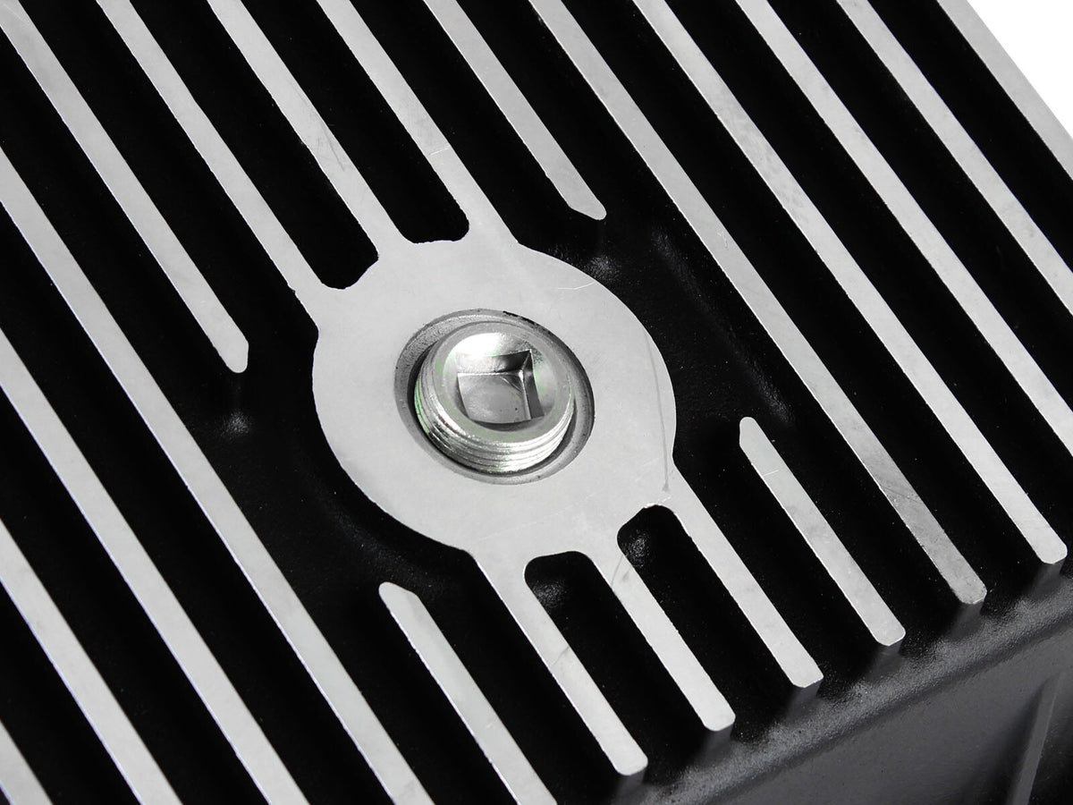 Pro Series Transmission Pan Black w/ Machined Fins Ford Trucks 93-08 aFe Power-5