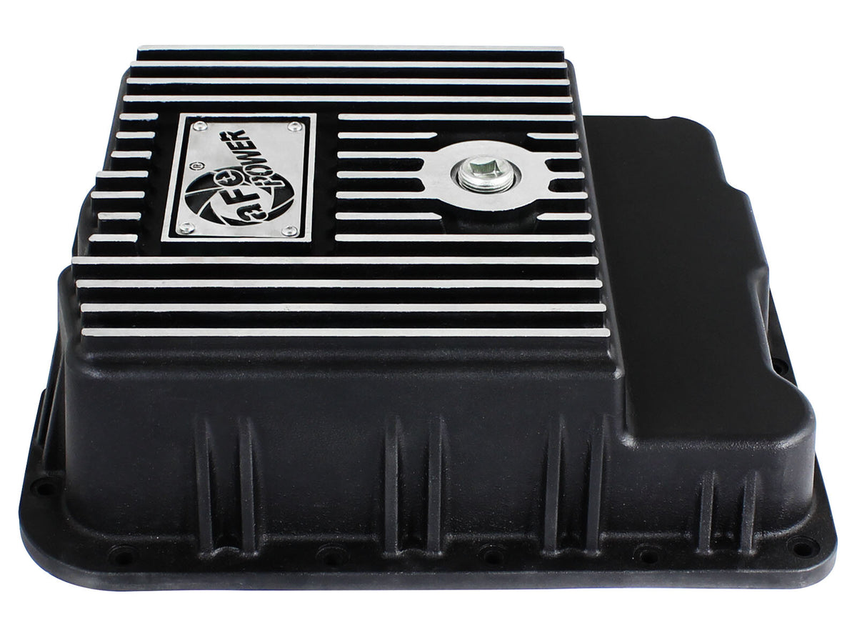 Pro Series Transmission Pan Black w/ Machined Fins GM Trucks 99-16 aFe Power-2
