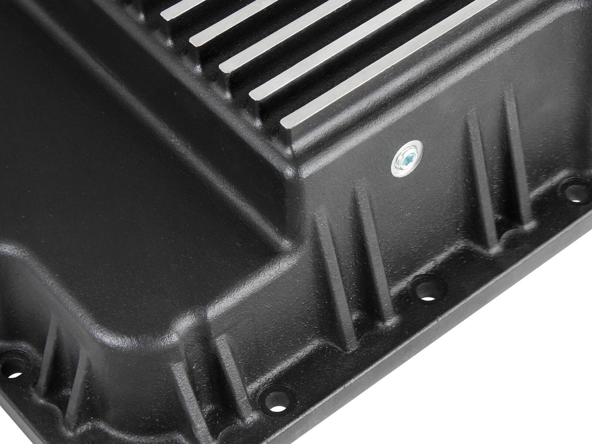 Pro Series Transmission Pan Black w/ Machined Fins GM Trucks 99-16 aFe Power-4