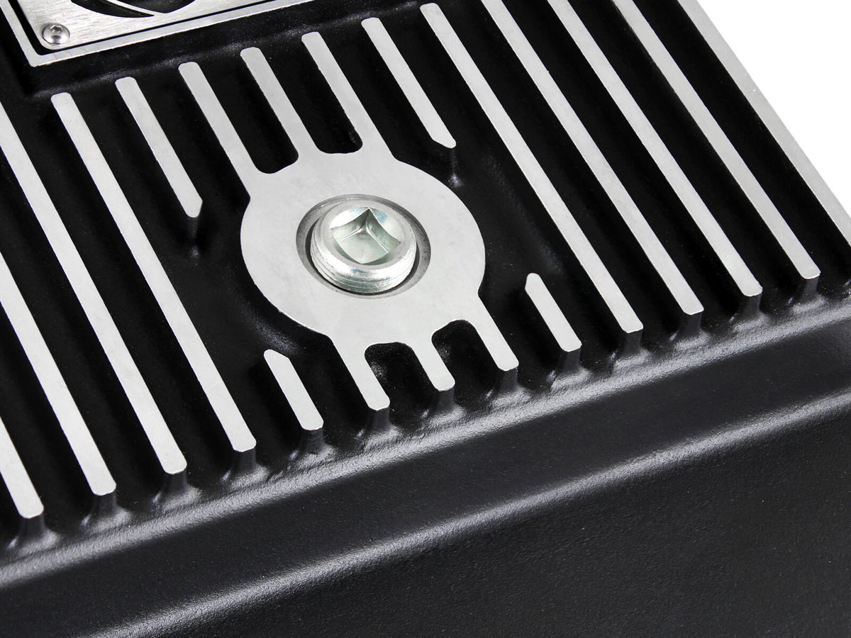 Pro Series Transmission Pan Black w/ Machined Fins GM Trucks 99-16 aFe Power-5