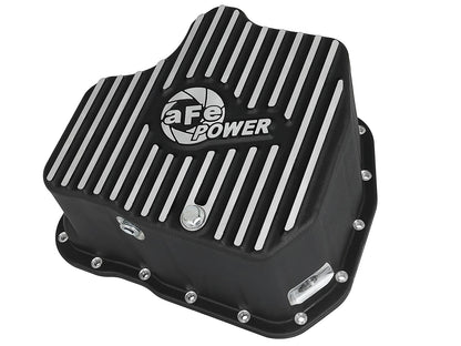 Pro Series Engine Oil Pan Black w/ Machined Fins GM Diesel Trucks 11-16 V8-6.6L (td) Lml aFe Power-5