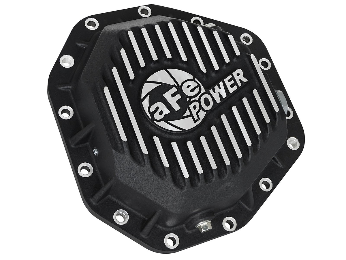 Pro Series Rear Differential Cover Black w/ Machined Fins Ford Diesel Trucks 17-23 V8-6.7L (td) (Dana M275-14) aFe Power-1