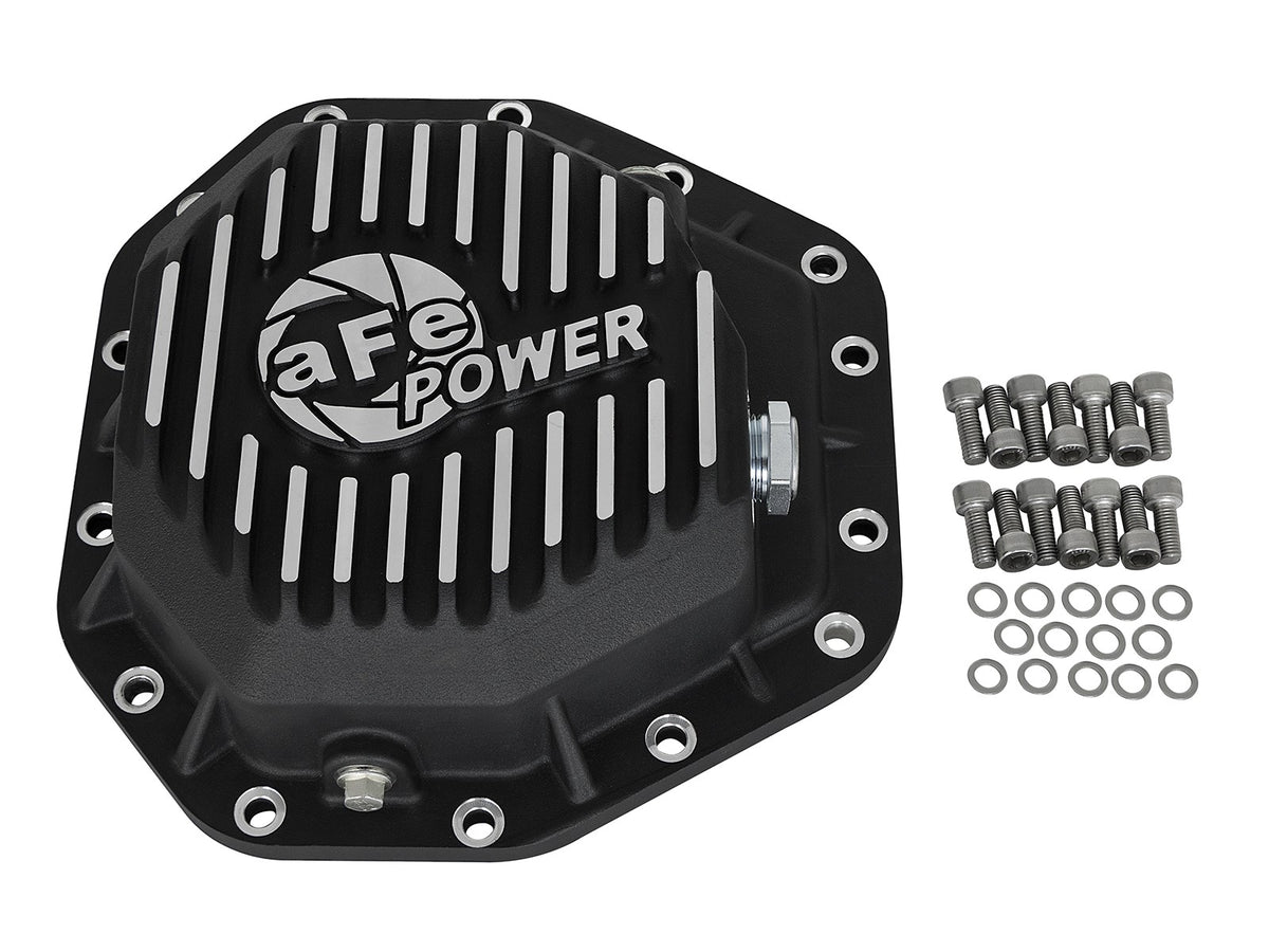 Pro Series Rear Differential Cover Black w/ Machined Fins Ford Diesel Trucks 17-23 V8-6.7L (td) (Dana M275-14) aFe Power-5
