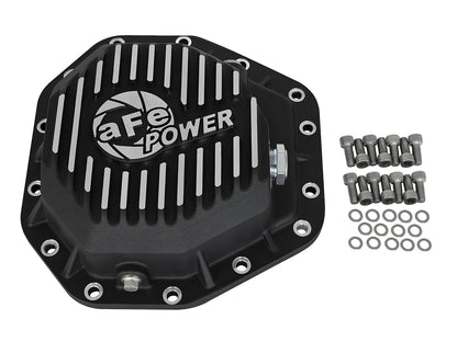 Pro Series Rear Differential Cover Black w/ Machined Fins Ford Diesel Trucks 17-23 V8-6.7L (td) (Dana M275-14) aFe Power-5