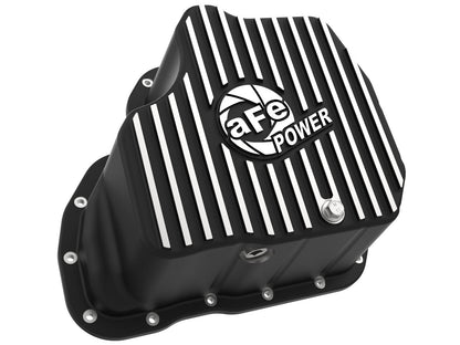 Pro Series Engine Oil Pan Black w/ Machined Fins GM Diesel Trucks 01-10 V8-6.6L (td) LB7/Lly/Lbz/Lmm 11 aFe Power-1