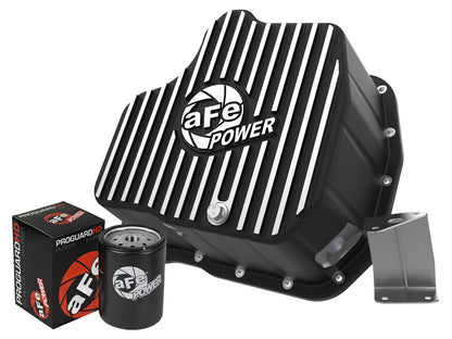 Pro Series Engine Oil Pan Black w/ Machined Fins GM Diesel Trucks 11-16 V8-6.6L (td) Lml aFe Power