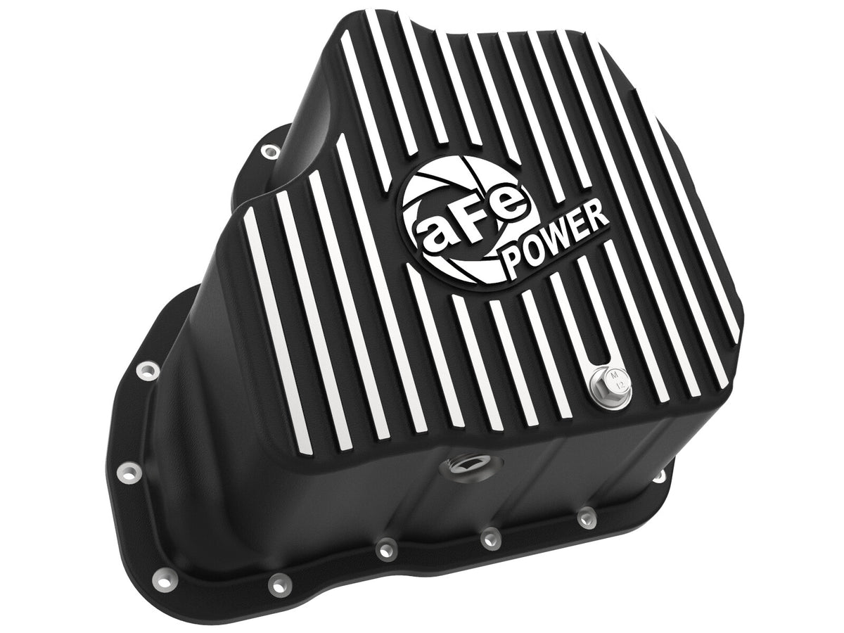 Pro Series Engine Oil Pan Black w/ Machined Fins GM Diesel Trucks 11-16 V8-6.6L (td) Lml aFe Power-1