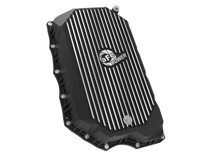 Pro Series Transmission Pan Black w/ Machined Fins GM Diesel Trucks 20-26 V8-6.6L (td) L5P aFe Power-2