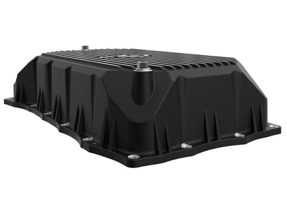 Pro Series Transmission Pan Black w/ Machined Fins GM Diesel Trucks 20-26 V8-6.6L (td) L5P aFe Power-4