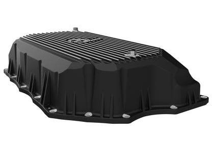 Pro Series Transmission Pan Black w/ Machined Fins GM Diesel Trucks 20-26 V8-6.6L (td) L5P aFe Power-5