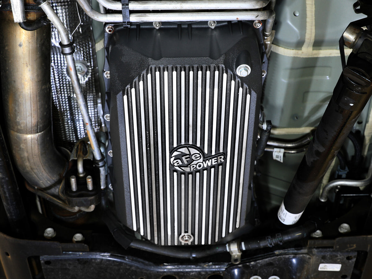 Pro Series Transmission Pan Black w/ Machined Fins GM Diesel Trucks 20-26 V8-6.6L (td) L5P aFe Power-6