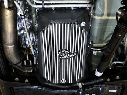 Pro Series Transmission Pan Black w/ Machined Fins GM Diesel Trucks 20-26 V8-6.6L (td) L5P aFe Power-6