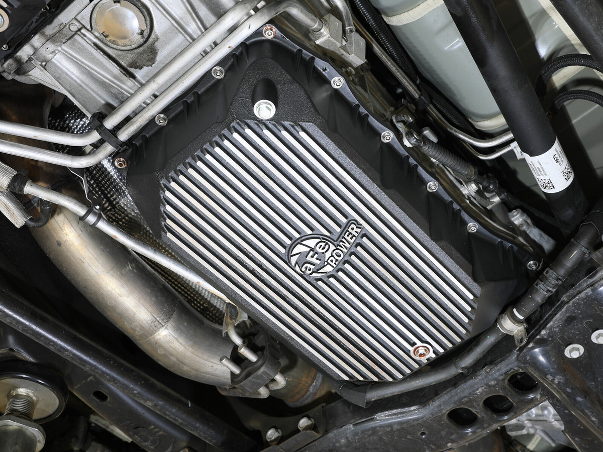 Pro Series Transmission Pan Black w/ Machined Fins GM Diesel Trucks 20-26 V8-6.6L (td) L5P aFe Power-7