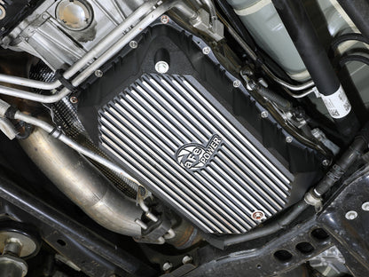 Pro Series Transmission Pan Black w/ Machined Fins GM Diesel Trucks 20-26 V8-6.6L (td) L5P aFe Power-7