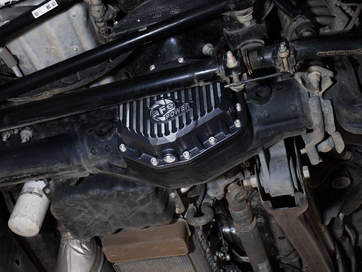 Pro Series Front Differential Cover Black w/ Machined Fins Ford F-250/350 23-26 aFe Power-7