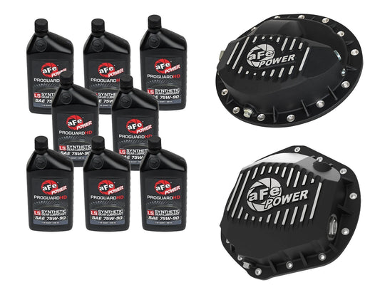 Front & Rear Diff Guard Package w/ Oil Dodge Diesel Trucks 03-13 L6 (Aam 9.25-14 & Aam 11.5-14) aFe Power