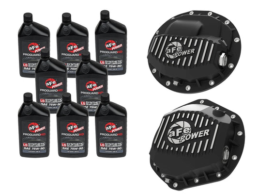 Front & Rear Diff Guard Package w/ Oil Ram Diesel Trucks 13-18 L6 (Aam 9.25-12 & Aam 11.5/11.8-14) aFe Power