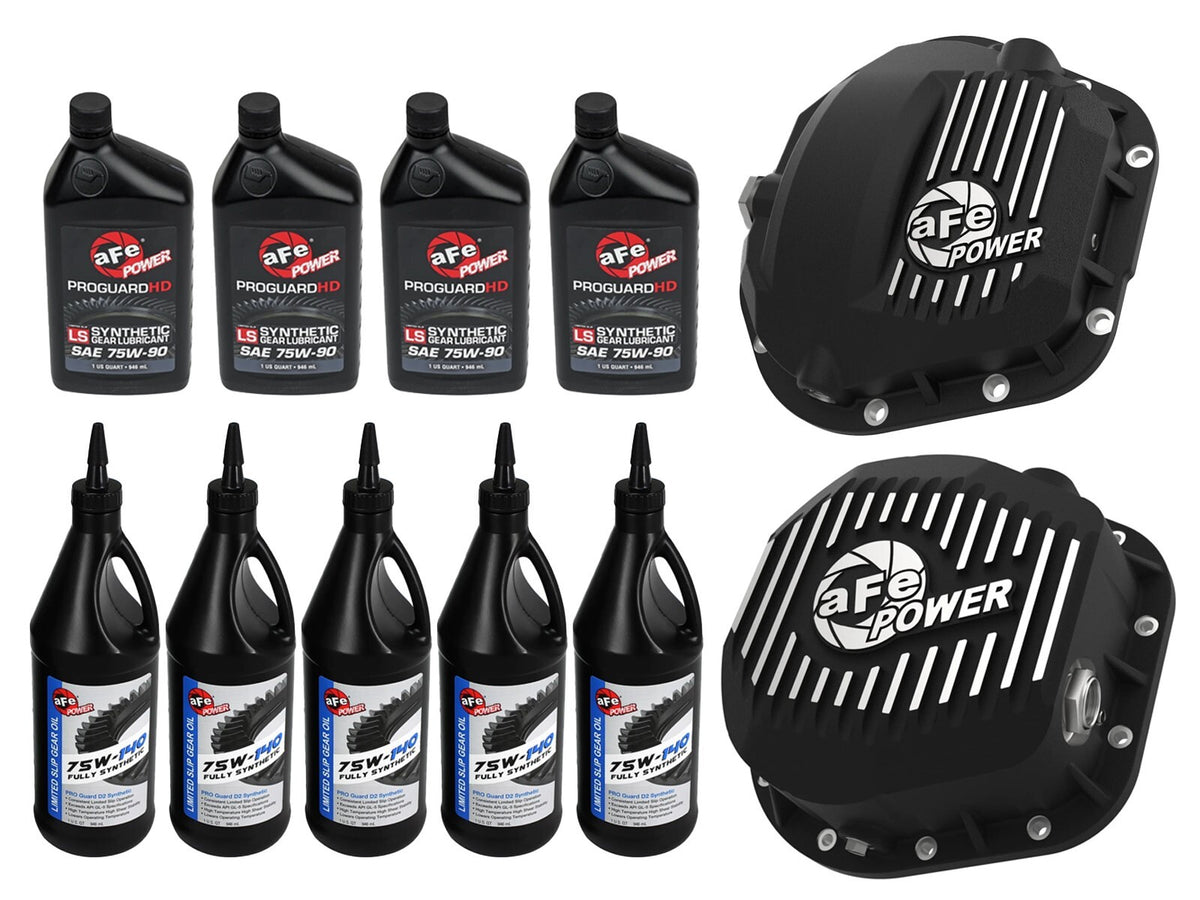 Front & Rear Diff Guard Package w/ Oil Ford F-250/F-350/Excursion 99-16 V8 (td) (Dana 60/Super 60 & Sterling 10.5-12) aFe Power