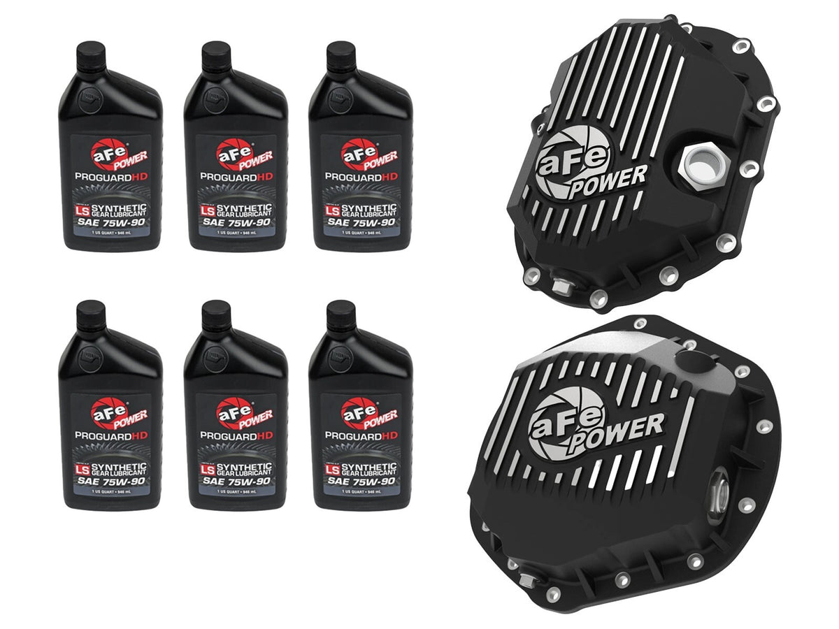 Front & Rear Diff Guard Package w/ Oil GM Diesel Trucks 11-19 V8 (Aam 9.25-12 & Aam 11.5-14) aFe Power