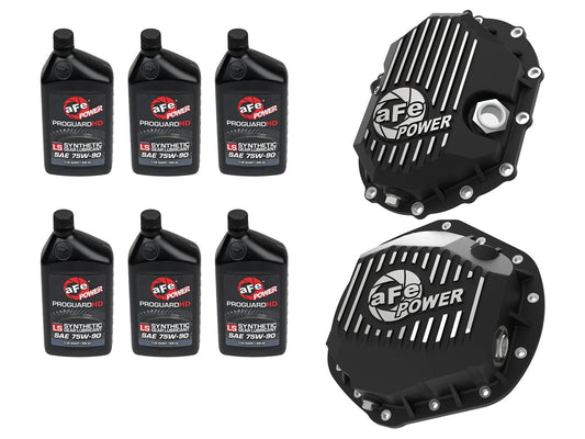 Front & Rear Diff Guard Package w/ Oil GM Diesel Trucks 11-19 V8 (Aam 9.25-12 & Aam 11.5-14) aFe Power