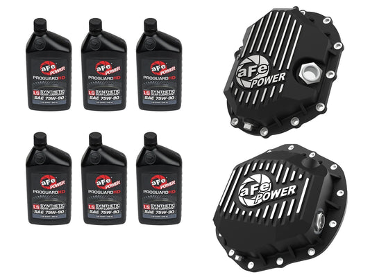 Front & Rear Diff Guard Package w/ Oil GM Diesel Trucks 20-26 V8-6.6L (td) L5P aFe Power