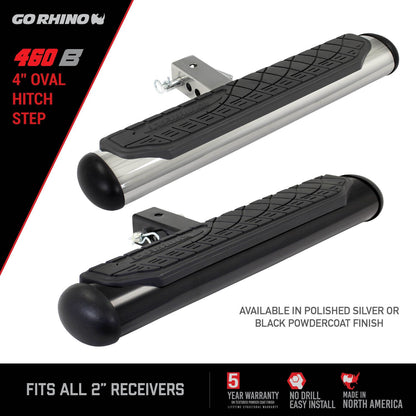 4 Inch Oval Hitch Step Black Powdercoat Go Rhino-9
