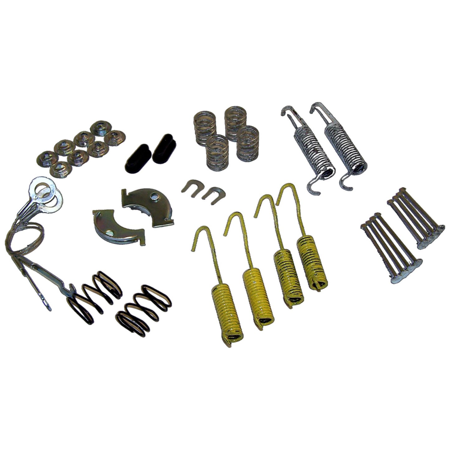 Rear Drum Brake Hardware Kit Includes Springs, Pins, Cables, and Guides for 78-89 Jeep CJs, YJ, XJ, MJ w/ 10 Inchx1.75 Inch Brakes Crown Automotive-1
