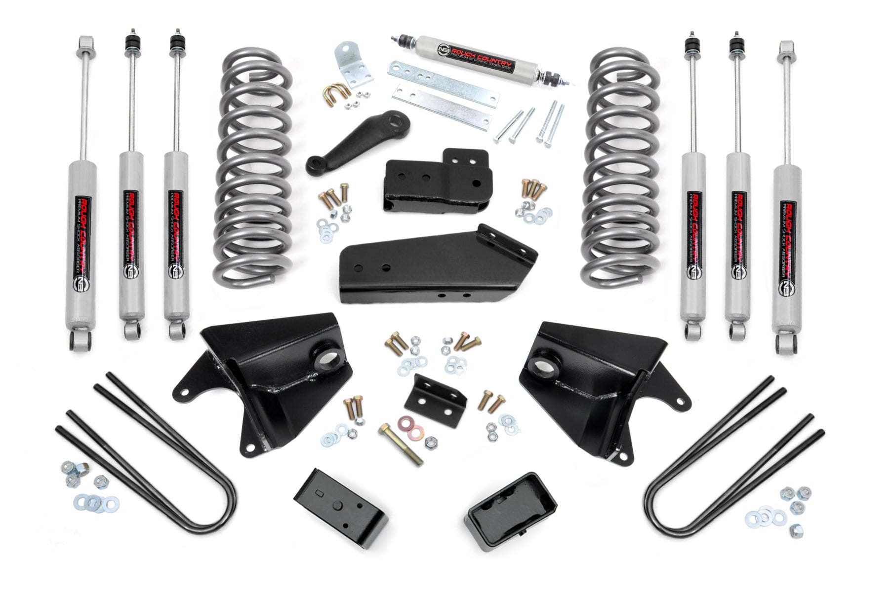 4 Inch Lift Kit Quad Front Shocks Rear Blocks Ford F-150 4WD (80-96) Rough Country