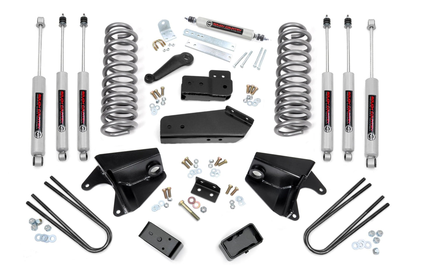 4 Inch Lift Kit Quad Front Shocks Rear Blocks Ford Bronco 4WD (80-96) Rough Country
