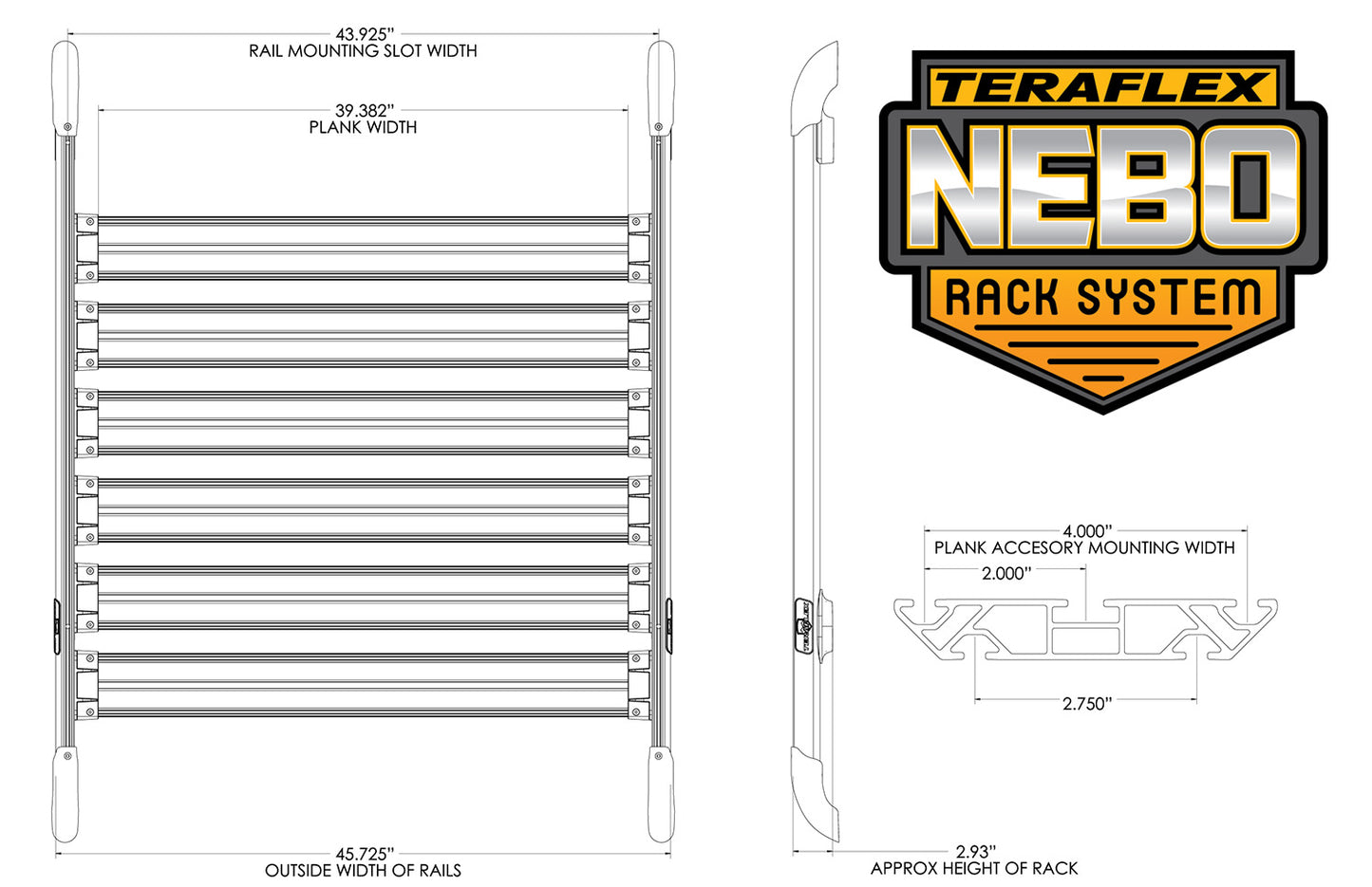 07-18 Wrangler JK 4 Door Nebo Roof Rack Cargo Slat Kit 6-Piece TeraFlex-7