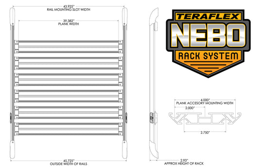 07-18 Wrangler JK 4 Door Nebo Roof Rack Cargo Slat Kit 6-Piece TeraFlex-1