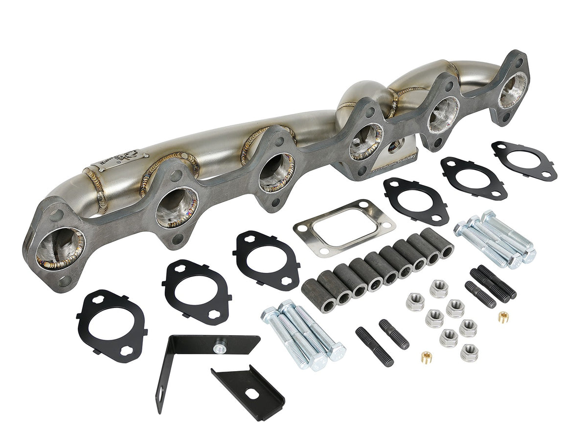 Twisted Steel 304 Stainless Steel Header w/ T3 Turbo Flange Dodge Diesel Trucks 03-07 L6-5.9L (td) aFe Power-1