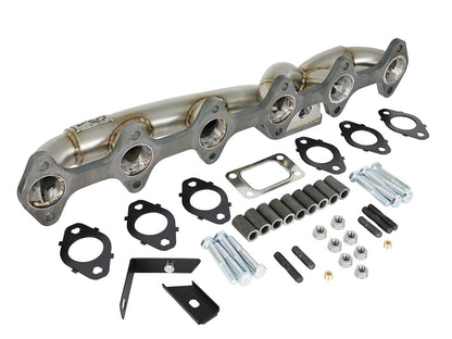 Twisted Steel 304 Stainless Steel Header w/ T3 Turbo Flange Dodge Diesel Trucks 03-07 L6-5.9L (td) aFe Power-1
