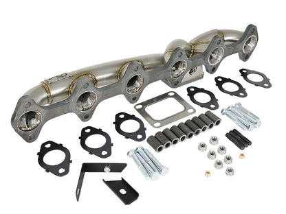 Twisted Steel 304 Stainless Steel Header w/ T4 Turbo Flange Dodge Diesel Trucks 03-07 L6-5.9L (td) aFe Power-1