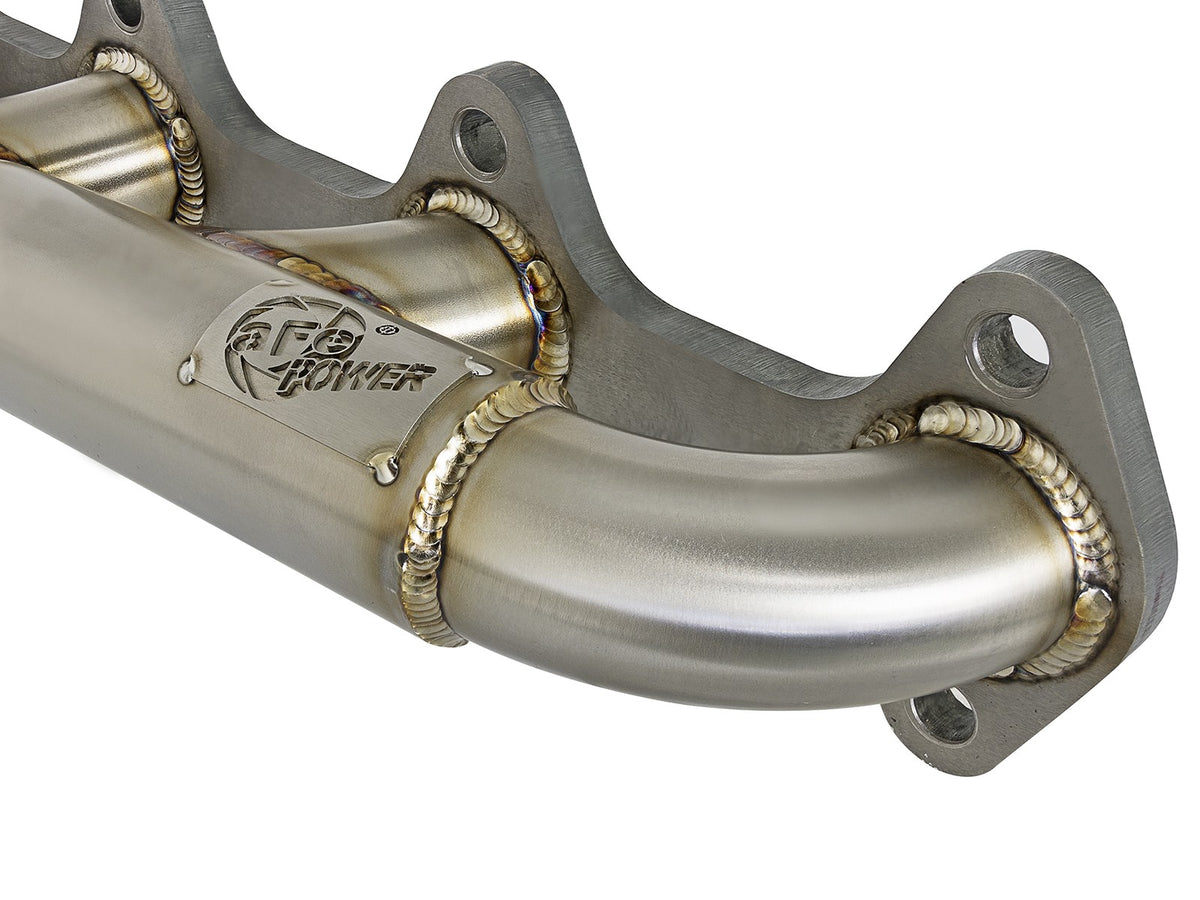 Twisted Steel 304 Stainless Steel Header w/ T4 Turbo Flange Dodge Diesel Trucks 03-07 L6-5.9L (td) aFe Power-4