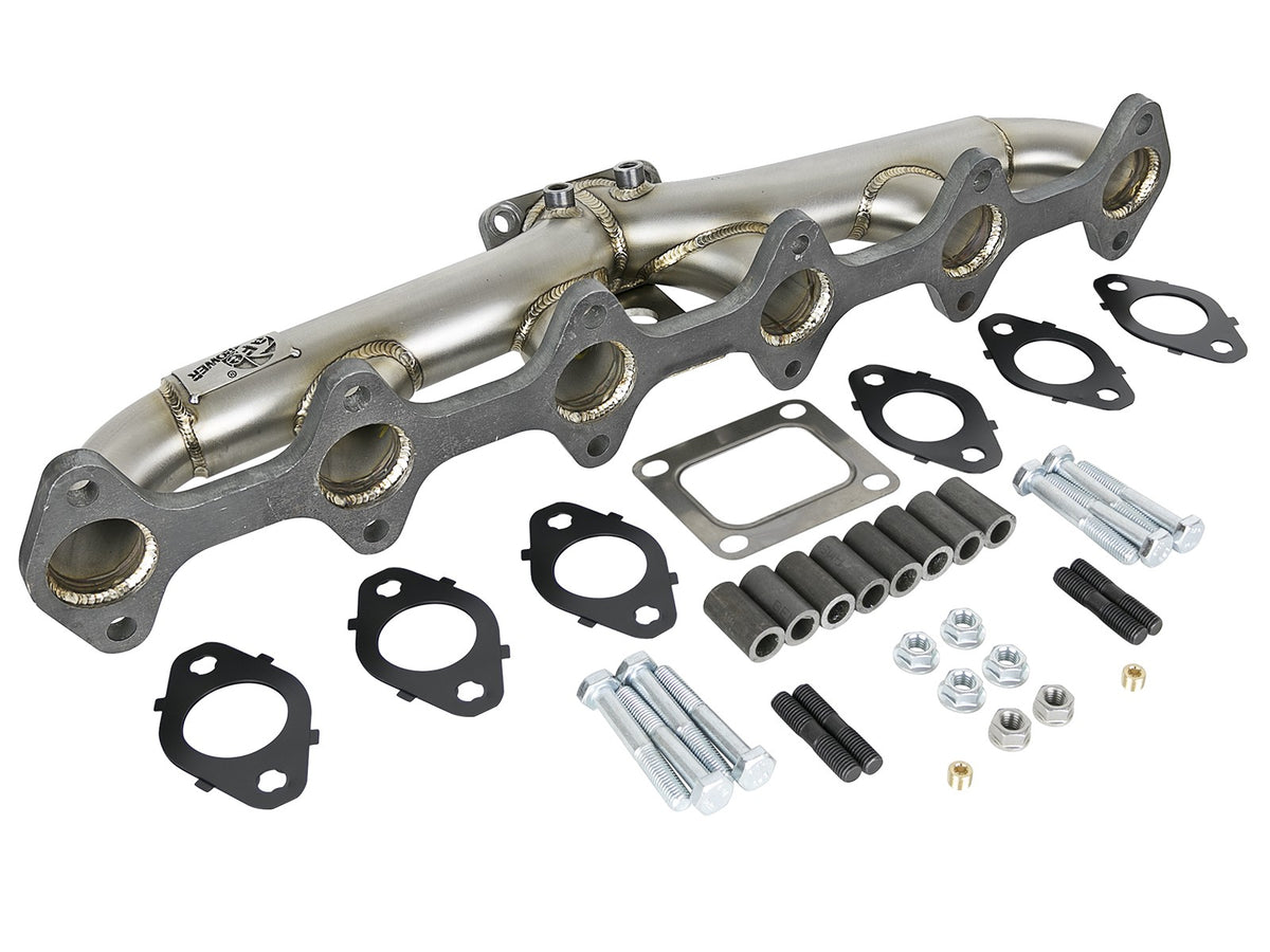 Twisted Steel 304 Stainless Header w/ T4 Turbo Manifold Dodge Diesel Trucks 98.5-02 L6-5.9L (td) aFe Power-1
