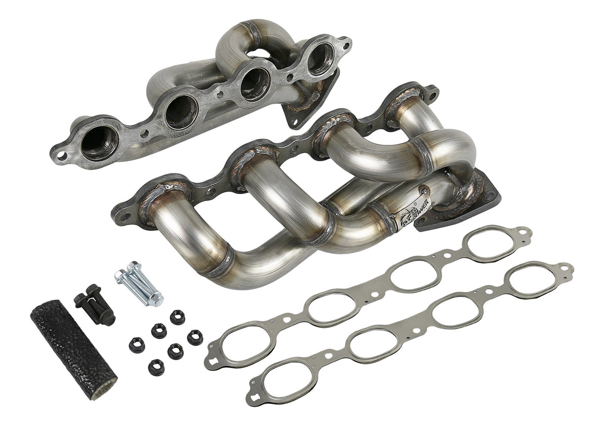 Twisted Steel 1-3/4 Inch 304 Stainless Steel Short Tube Header GM Silverado/Sierra 1500 19-26 V8-5.3L/6.2L aFe Power-1